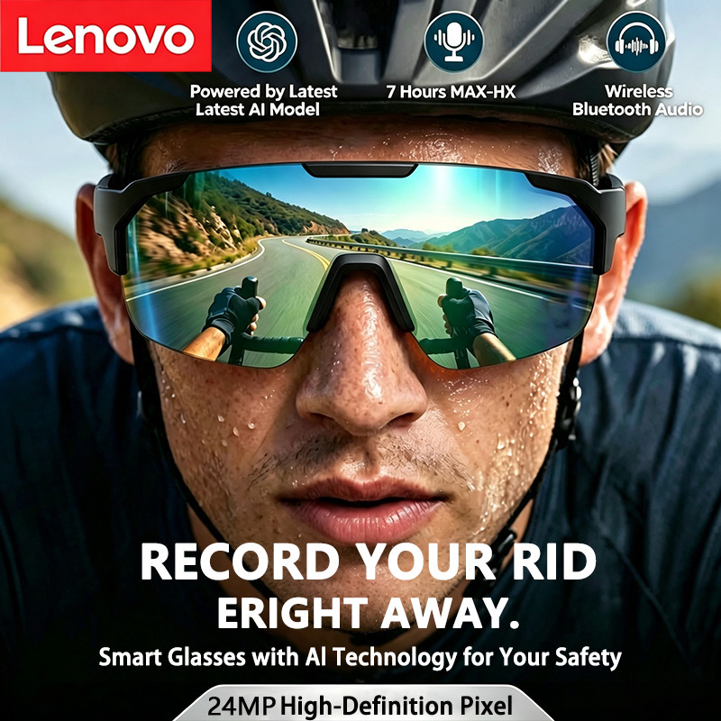 Smart Glasses Lens - Lenovo 2400W AI Akıllı Bisiklet Gözlüğü